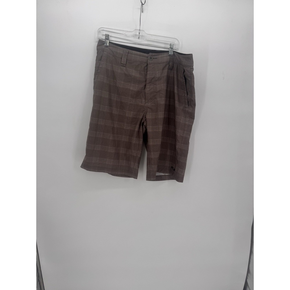 Oakley Plaid Shorts Flat Front Mens 34 Hybrid Stretch Land/Water Y2K Surf Golf